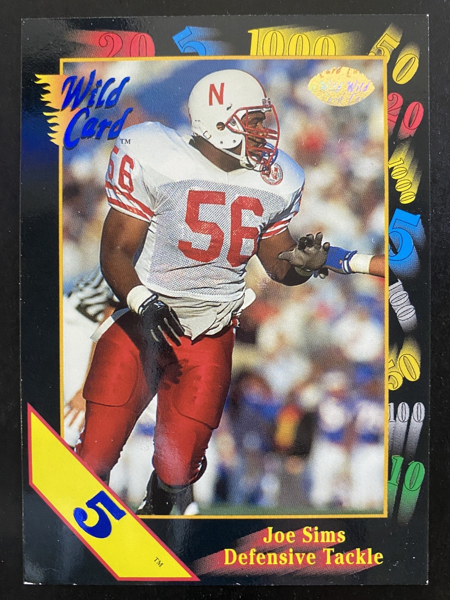 Joe Sims 1991 Wild Card Draft Football 5 Stripe Nebraska