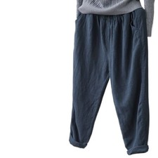 UK Women Linen Harem Pants Baggy Trousers Waistband Casual Loose Thin Summer