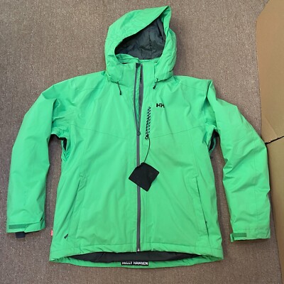 Vintage Helly Hansen Ski Jacket Mens 2XL Green Recco / H2 Flow / Primaloft