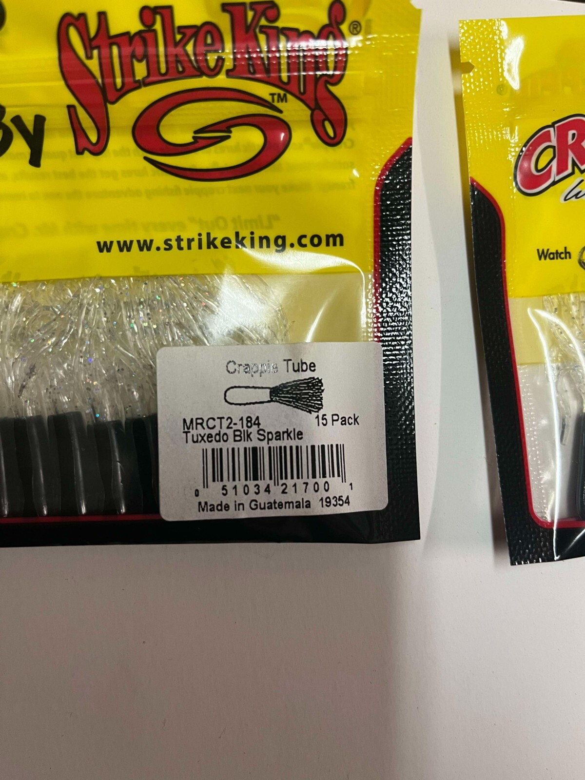 Lot of 6 Mr. Crappie Strike King Lures Crappie Tube Tuxedo Black Sparkle - Image 2