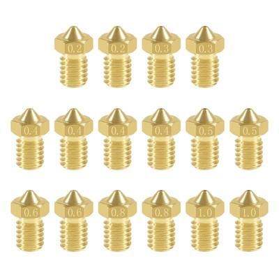 Aokin 16 Pcs Extruder Nozzles 3D Printer Brass Nozzles for E3D V5 V6 0.2mm 0....
