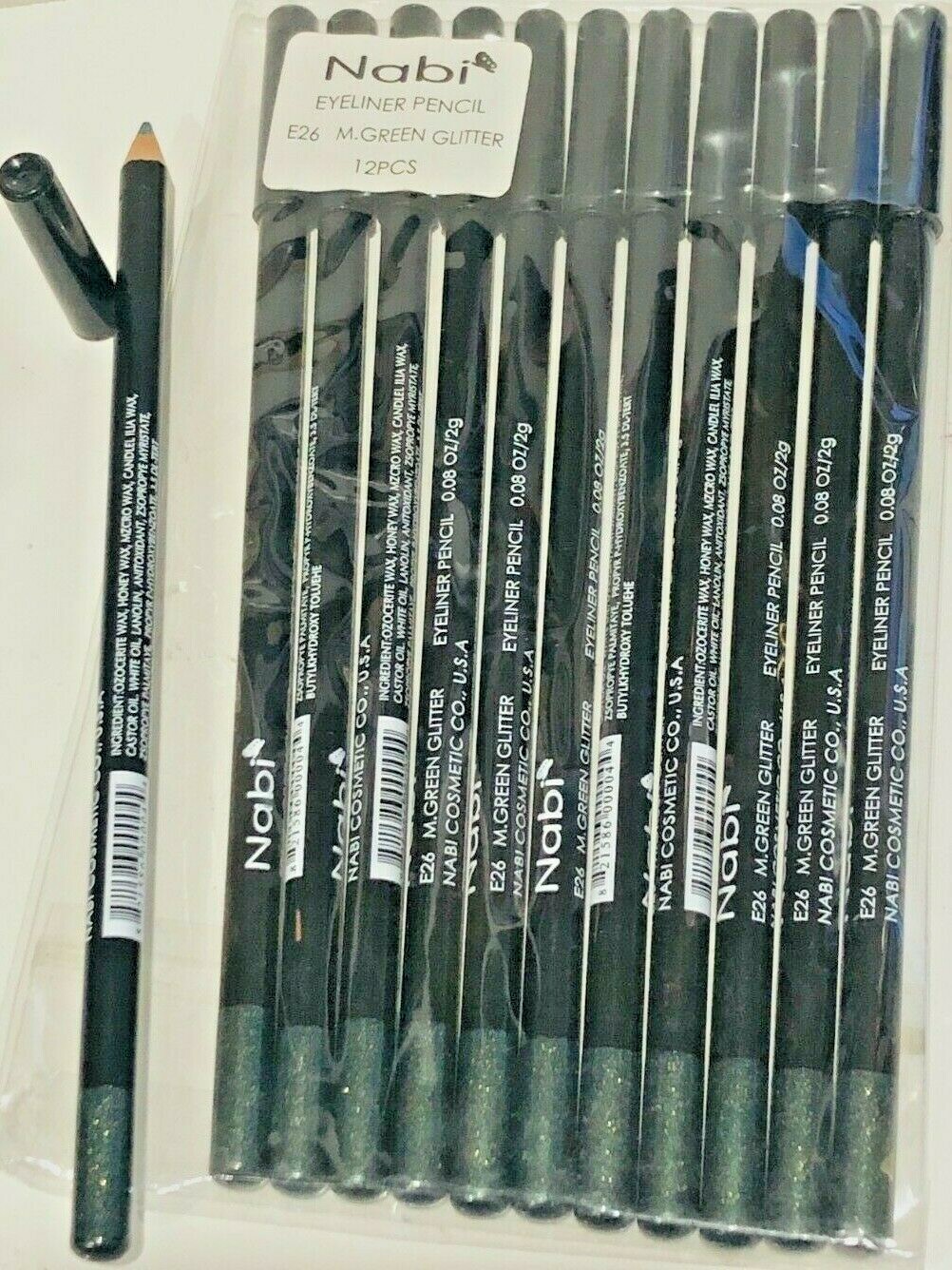 NABI EYELINER PENCIL E26 M.GREEN GLITTER 12 PCS 7.5" LONG eBay