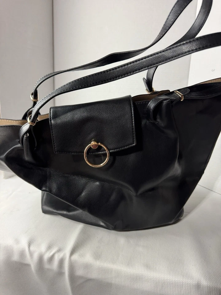H&M Black Tote Bag Purse Handles and Shoulder Strap - Image 2 of 4