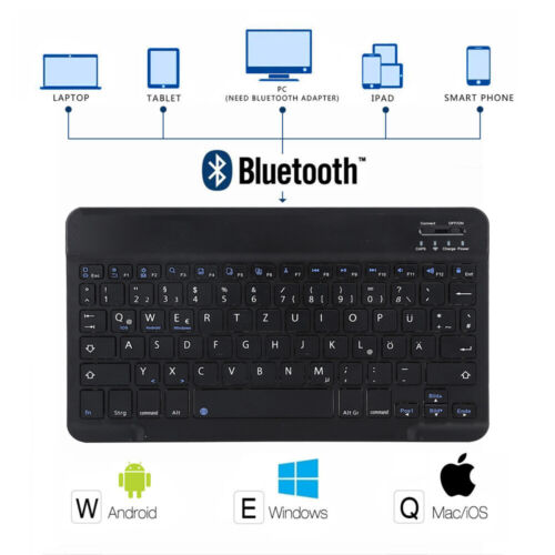 Bluetooth Tastatur Kabellos Keyboard für PC Tablet Notebook Laptop QWERTZ Layout - Bild 3 von 33