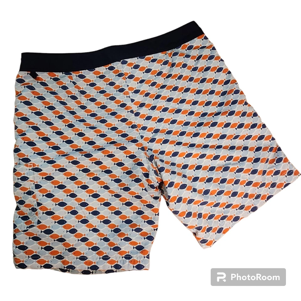 J Crew Original Traje de Baño Board Shorts Para Hombres Talla 34 Board Shorts Azul Naranja Pez Foto 4 de 4