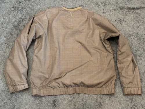 PGA Tour Golf Windbreaker Jacket Mens S Brown Plaid V Neck Pullover Long Sleeve - Picture 6 of 6