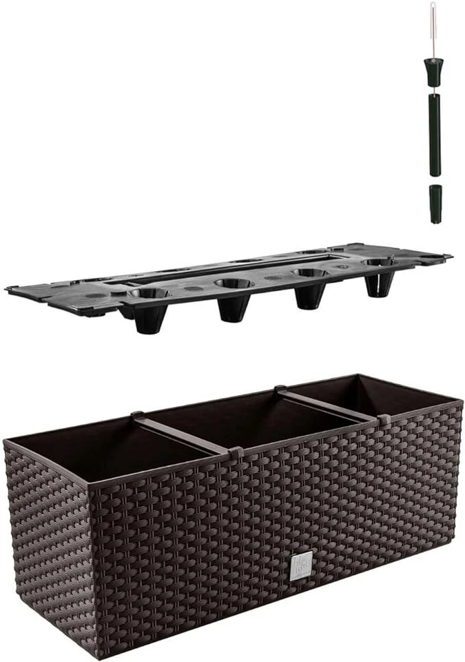 Plant Pot Rectangular Modern Rattan Garden Planters Indoor Outdoor Umbra - Image 4 of 4