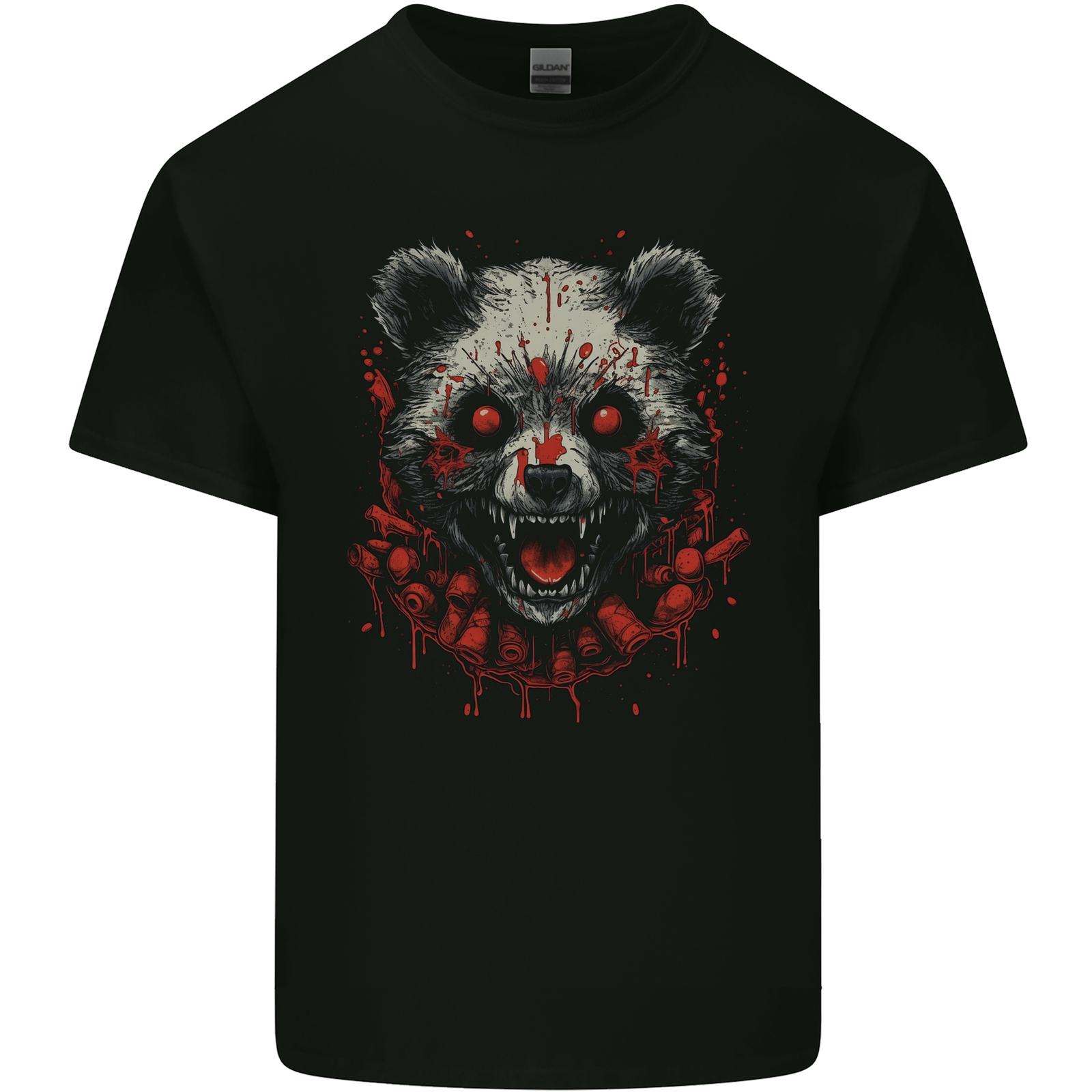 Evil Panda Bear Fantasy Horror Halloween Mens Cotton T-Shirt Tee Top