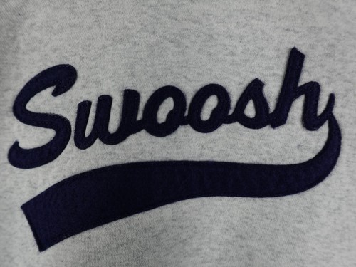 Nike "Swoosh" Gray Crewneck Sweatshirt Heather Gray Size Medium Blue Embroidery - Picture 6 of 14