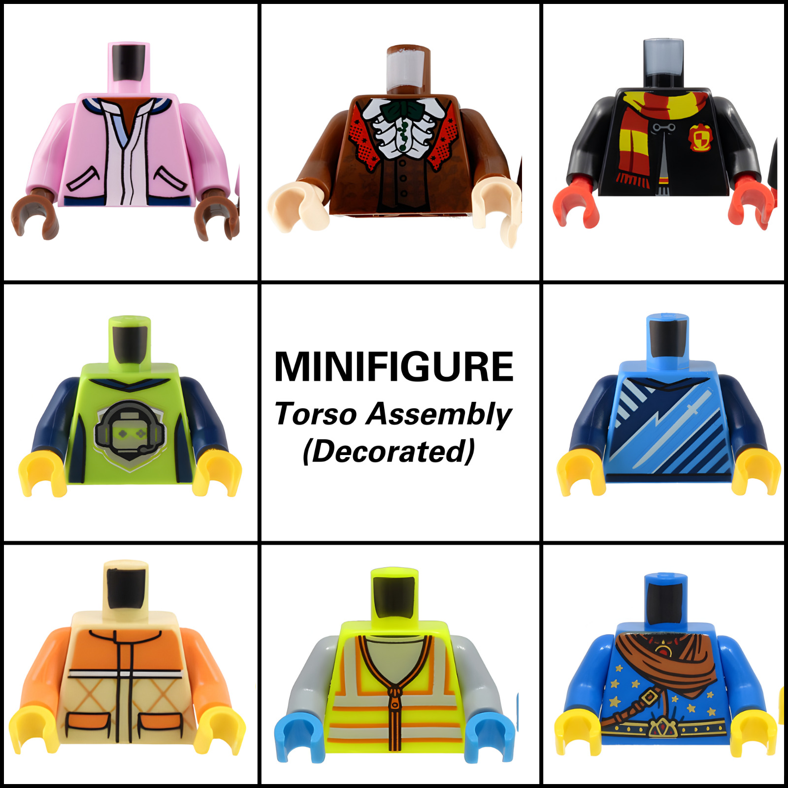 LEGO Minifigure Decorated Torso Assembly - More Colors & Design!