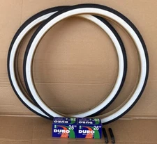 26" x 1.75 Bicycle White Wall Tires and Tubes Set DURO Brick Thread Comfort Bike