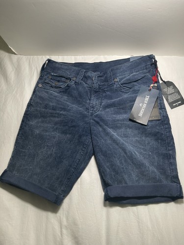 True Religion Ricky kurze Single-End 31 marineblaue Herren Größe 31 neu