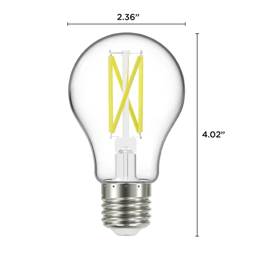 4 Pack LED Clear Filament Bulbs 120V 10.5W =75W A19 Medium E26 3000K Soft White - Picture 2 of 8
