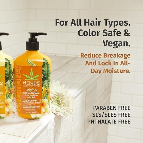 Hempz Biotin Conditioner - Original Light Floral & Banana, 33.8 fl. oz./ 1 Liter - Picture 3 of 5