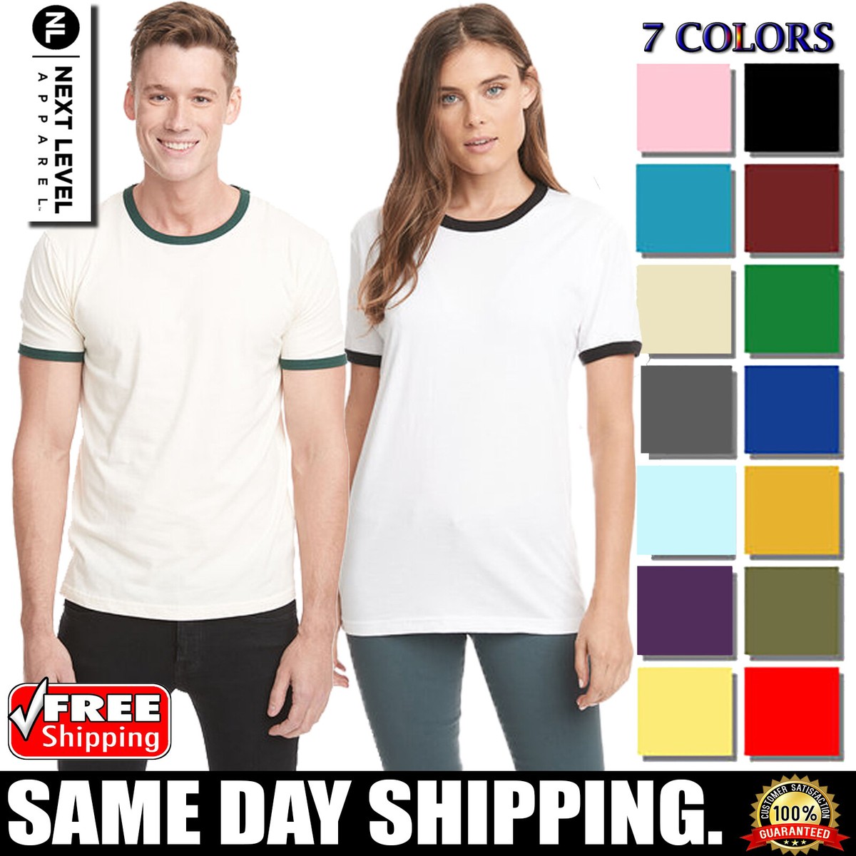 Next Level Apparel Unisex Ringer T-Shirt Short Sleeves