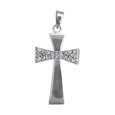 Authentic 925 Sterling Silver Cubic Zirconia Cross Religious Christian ...