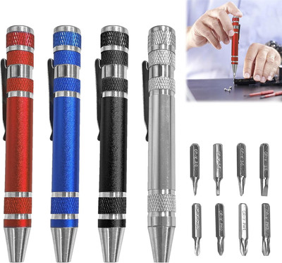 4 Stück Mini Schraubendreher Set,8 In 1 Stift Schraubendreher,Mini Screwdriver S