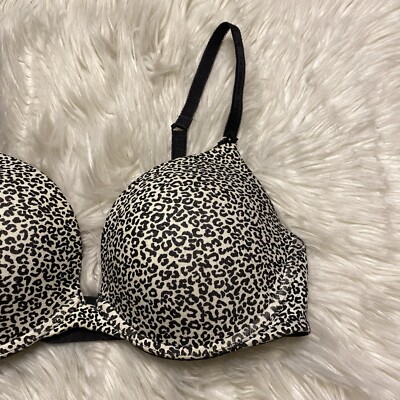 Victorias Secret 34D Bra Animal Print Cotton Lingerie Push Up