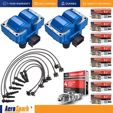 2pcs Ignition Coil & Wireset & 8pcs Motorcraft Spark Plug for Ford Ranger FD487