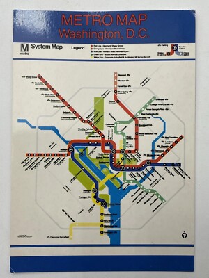 Postcard Metro Map Washington DC Public Transit CTL
