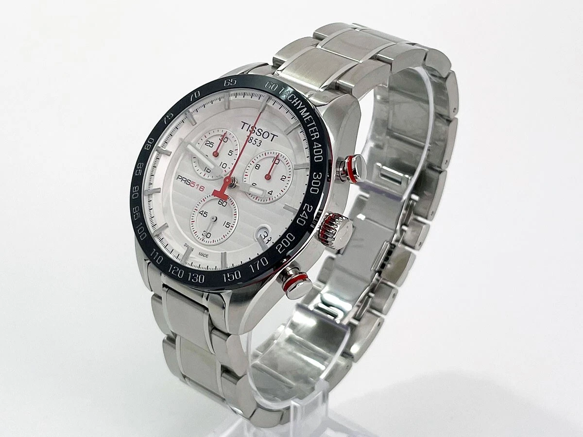 TISSOT PRS 516 White T Sport Swiss Quartz Chrono Watch Steel T100