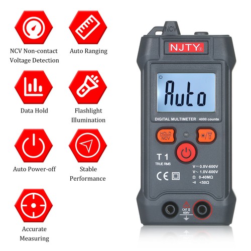 NJTY -Größe LCD Digital Multimeter Auto NCV 4000 zählt True RMS K4D5 - Bild 12 von 12