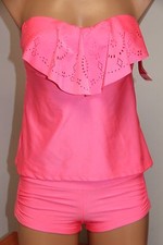 NEW Hula Honey Swimsuit Bikini Tankini 2pc set Sz S Bandeau Strapless Shorts