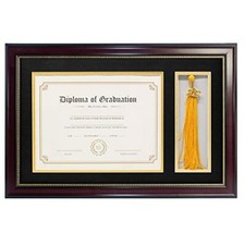 DIPLOMA FRAME with Tassel Holder Certificate Shadow Box Mahogany GRADUATEPRO