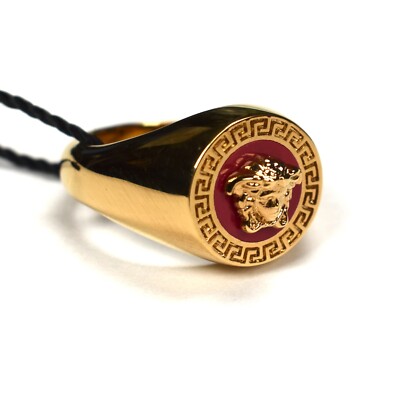 NWT $350 VERSACE Gold Red Medusa Logo Ring 19 IT 8 US Men's NWT $350 VERSACE Gold Red Medusa Logo Ring 19 IT 8 US Men's