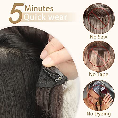 Hair Extensions, 4PCS Clip in Long 20 Inch Dark Ash Blonde and Golden Blonde - Bild 3 von 6