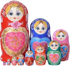Russian Nesting Dolls for Kids Matryoshka Doll 10Pcs Handmade