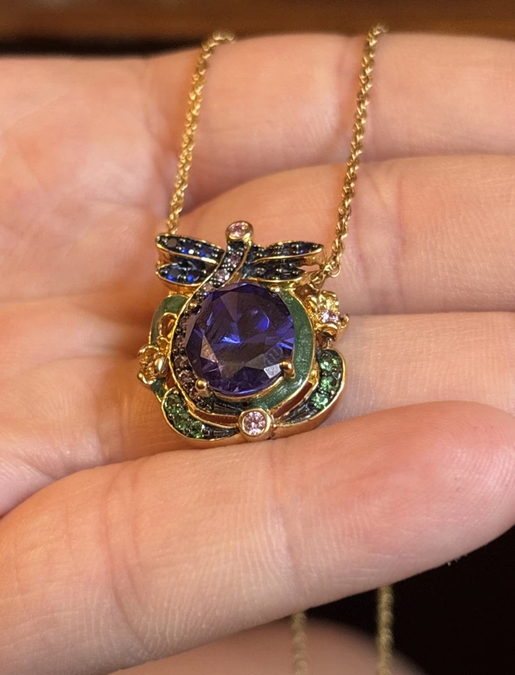 Желтое золото Vermeil VICTORIA WIECK редкая стрекоза танзанит ожерелье - Изображение 3 из 4