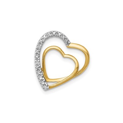 10k Gelbgold Doppel Herz Anhänger Frauen offenes Design weißer Akzent Diamantschliff