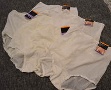 5 BALI Skimp Skamp Panties 2015 WHITE Brief 2633 Hi-Waist Semi Sheer L/7 NEW