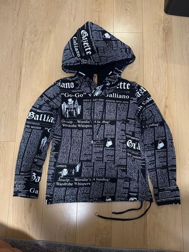 John Galliano, John Galliano Newspaper Print Pullover Hoodie Vintage Archive