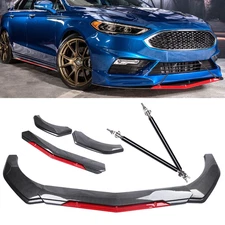 Front Bumper Lip Spoiler Splitter Carbon Fiber Look Body Kit For Ford Fusion