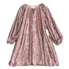 Parker Women's Sz Small Metallic patterned Pink Marble Long Sleeve Dress 