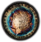 1889 $1 Morgan Silver Dollar - Rainbow Target Toning - SKU-D7679