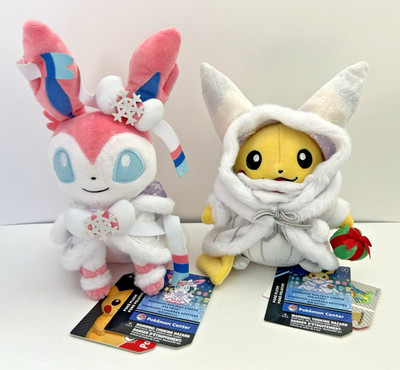 Pokemon Center Pokémon Holiday Blessings Pikachu Sylveon Lot of 2 Plush Set NWT