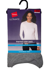 Hanes Long Sleeve Soft Waffle Thermal Warm Cotton Blend Crew Neck Top, Gray, S