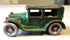 1920's ARCADE FORD MODEL A SEDAN CAST IRON ANTIQUE TOY-NICKEL WHEELS-ORG - 4"