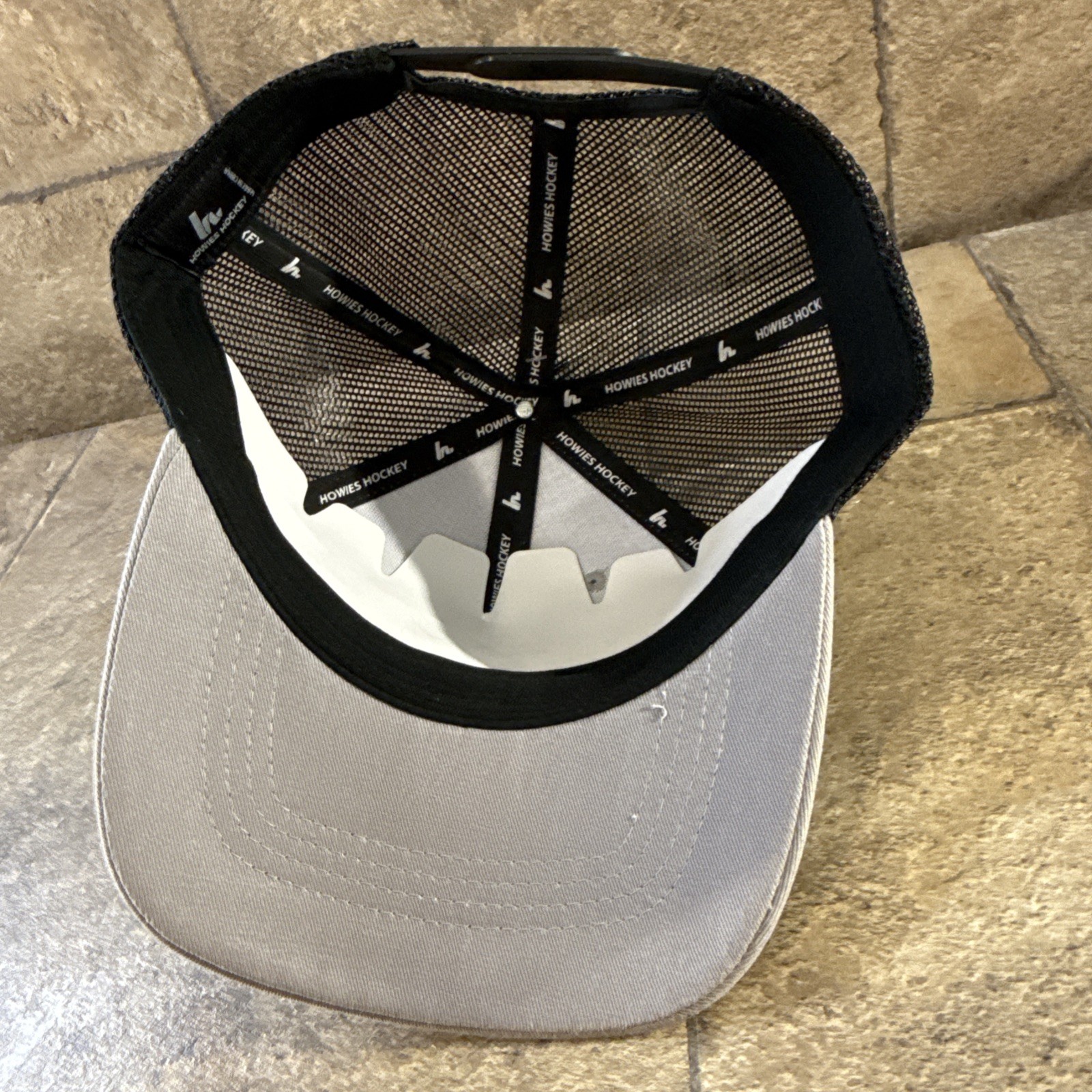 Howies Hockey SnapBack Trucker Hat Cap Gray Black Mesh Embroidered Goalie NWT