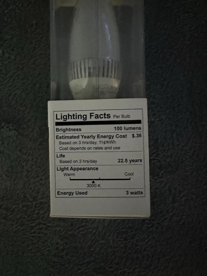 TCP E12 FROSTED FLAME Dimmable LED Technology 3 Watts #RLDT3W30K2 - Image 3 of 4