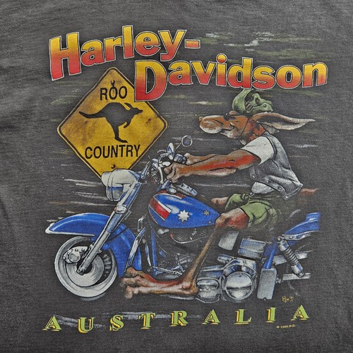 Vintage 90s Harley Davidson T Shirt Australia Small Black Kangaroo Single Stitch