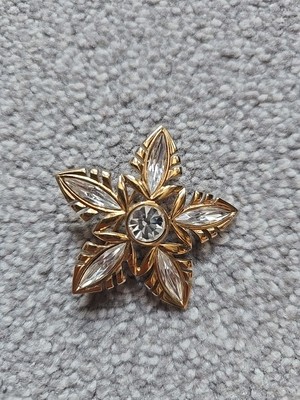 Atemberaubende Vintage Papier Kristall Schneeflocke Brosche 