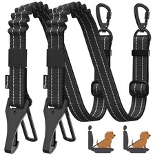 Pawaboo 2Pack Dog Seatbelt for Car,3-in-1 Car Seat Belt AB-Black Black