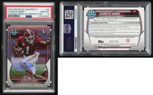 2022 Bowman U Chrome Prospect Refractor /499 Jahmyr Gibbs #82 PSA 10 GEM MT Auto