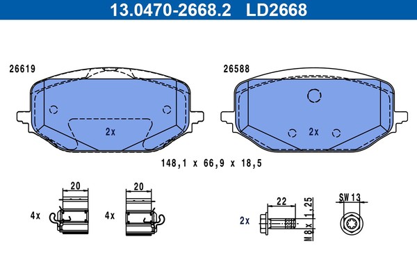 ATE 13.0470-2668.2 Bremsbelagsatz, Scheibenbremse FüR CitroëN, Ds, Opel, Peugeot-image