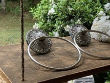 Set of 2 Vintage Chrome Towel Holder Rings Wall Mount