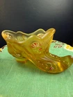 Fenton Amber Gold Hand Painted Slipper Shoe 95th Anniv. Signed By Michael Fenton